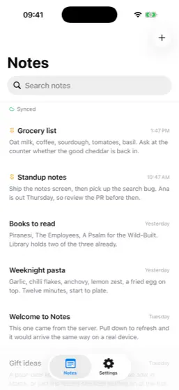 Notes, Notes, iOS, light